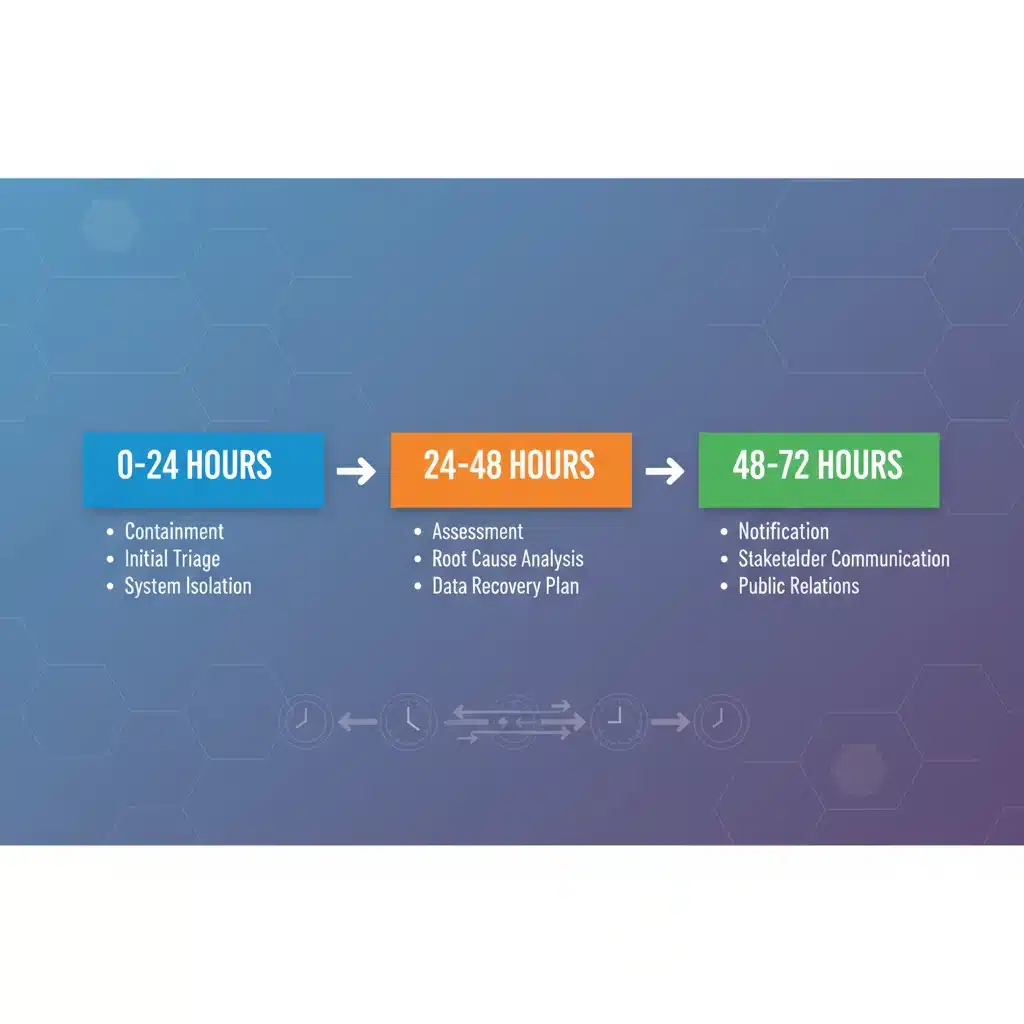 Infographic depicting 72-hour data breach response timeline