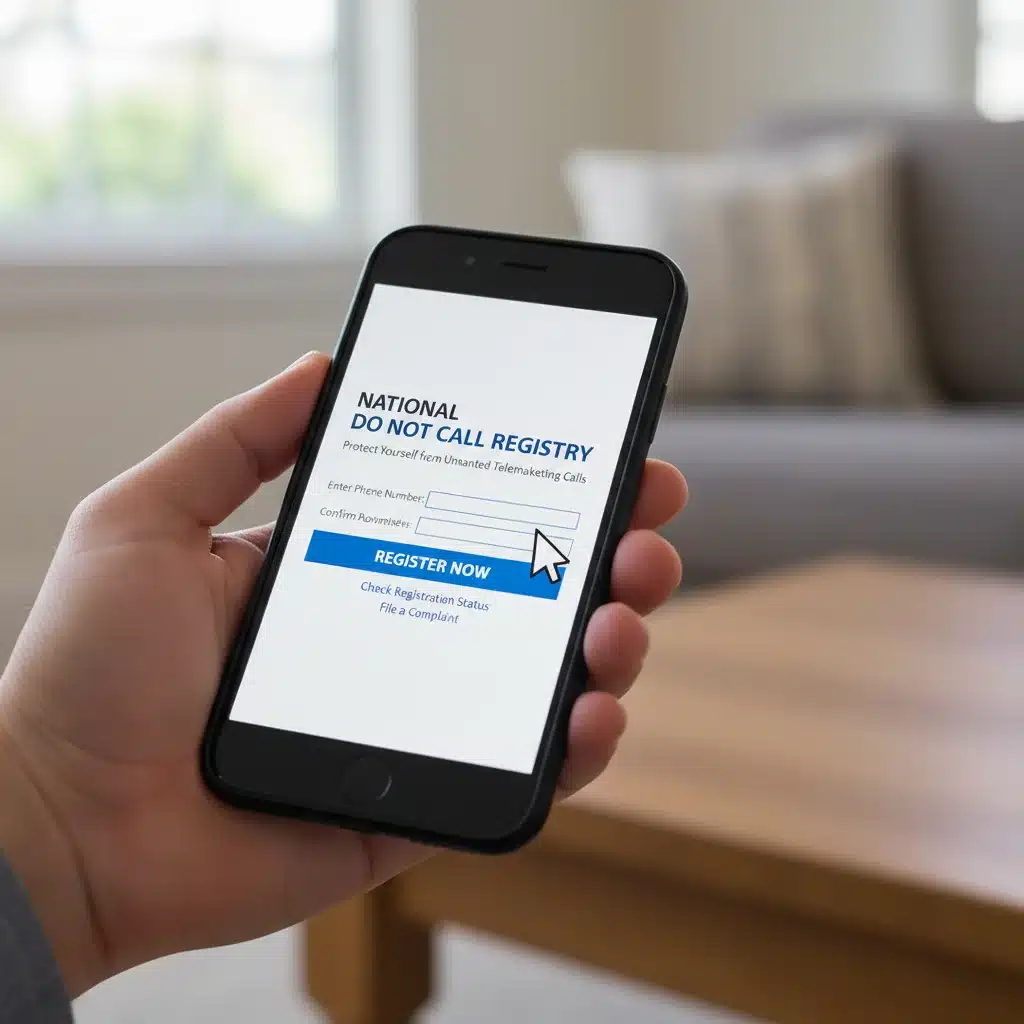 Registering phone number on Do Not Call Registry website