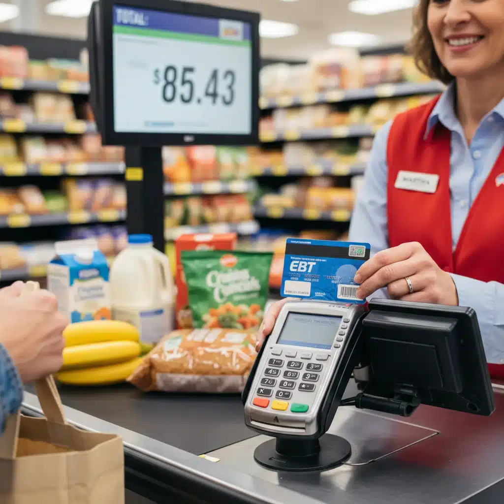 EBT card being used at grocery store checkout