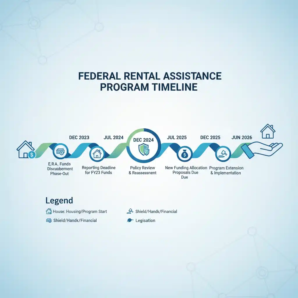 Infographic displaying federal rental assistance program timeline and deadlines for mid-2026.