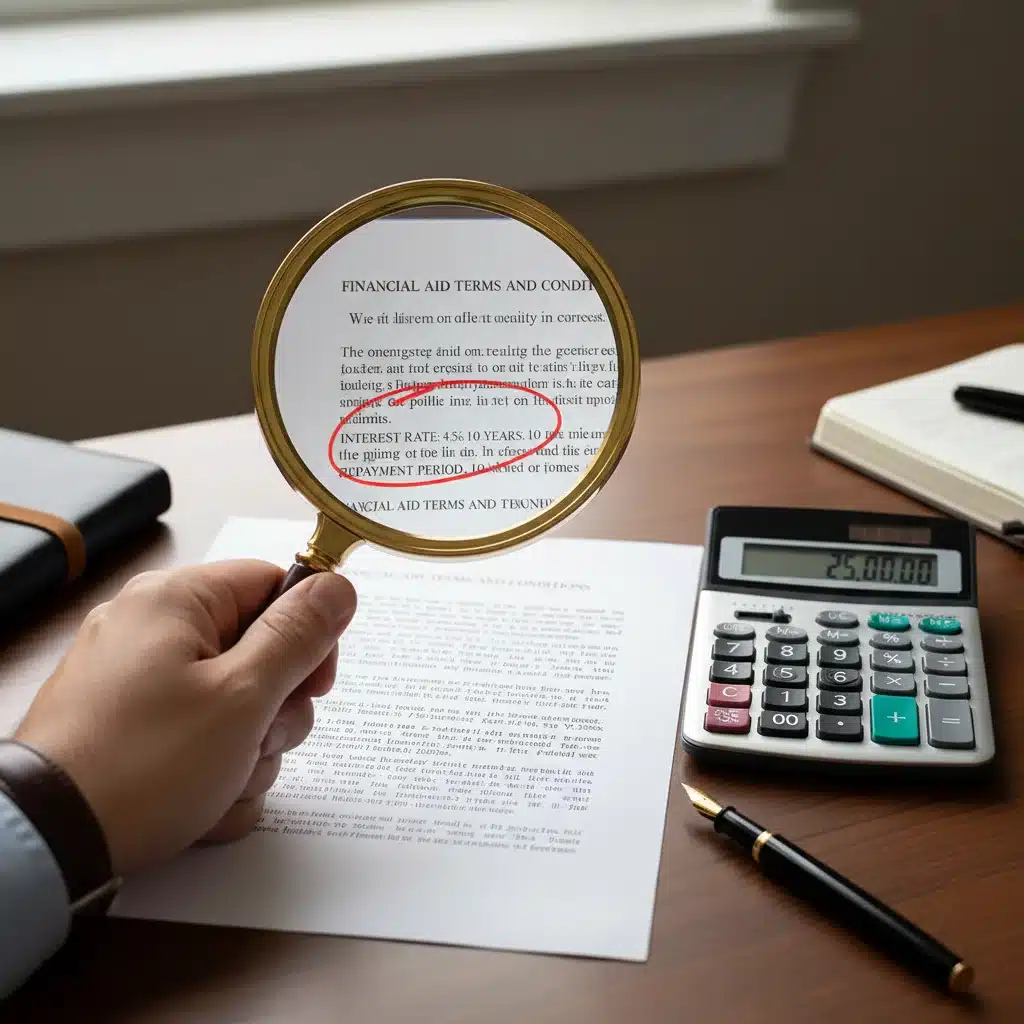 Magnifying glass over financial aid document for detail