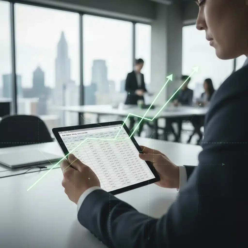 Individual analyzing financial data on a tablet, symbolizing informed investment decisions and portfolio management.