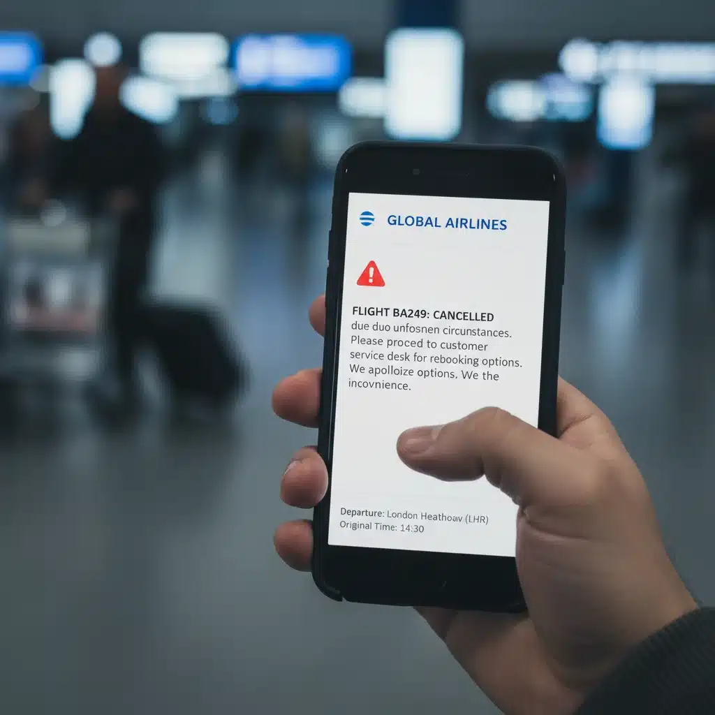 Smartphone notification of flight delay, passenger rights