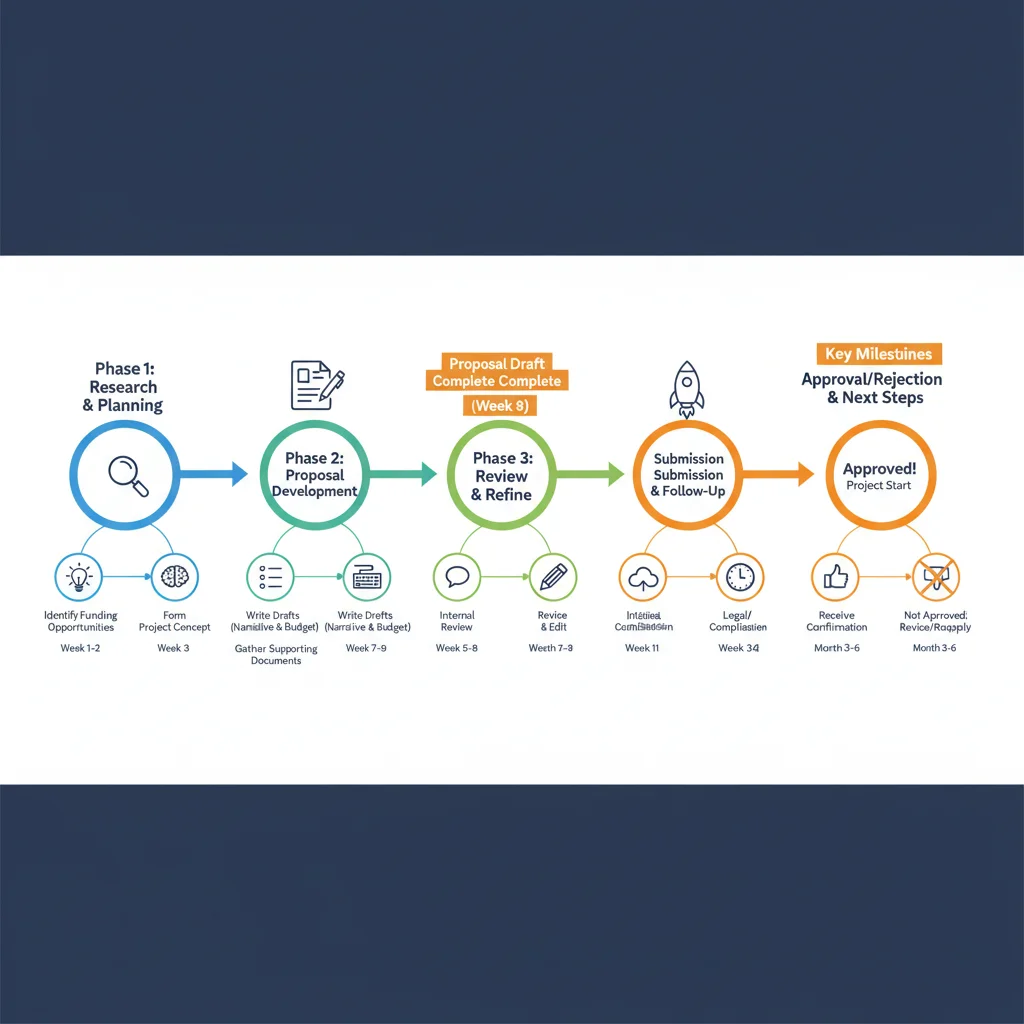 Infographic detailing the step-by-step federal grant application process.