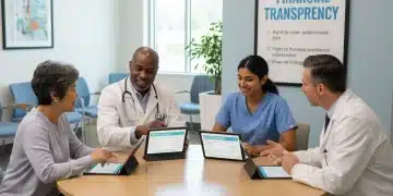 Patients discussing healthcare billing with a medical professional, emphasizing consumer rights and clear communication.
