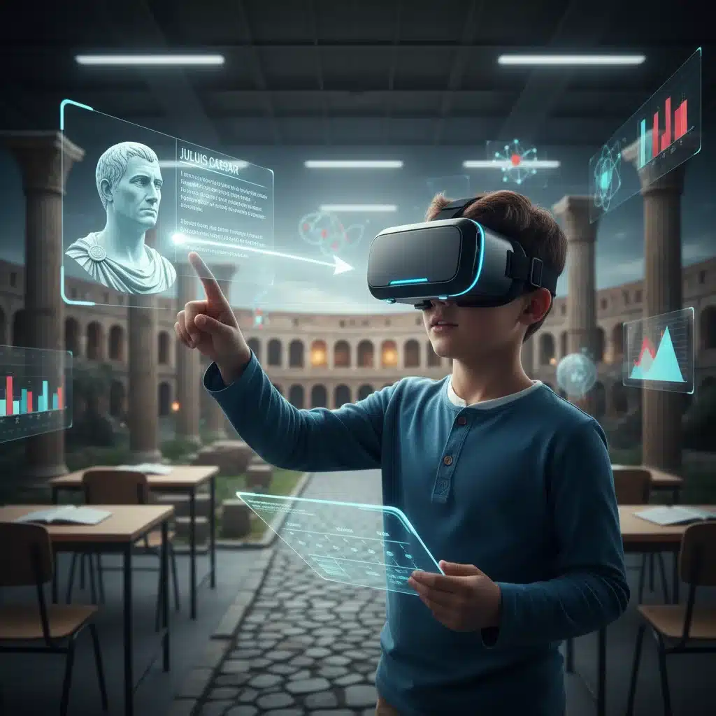 K-12 student experiencing immersive VR learning