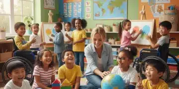 Diverse students and teacher in an inclusive classroom setting, representing new special education guidelines.