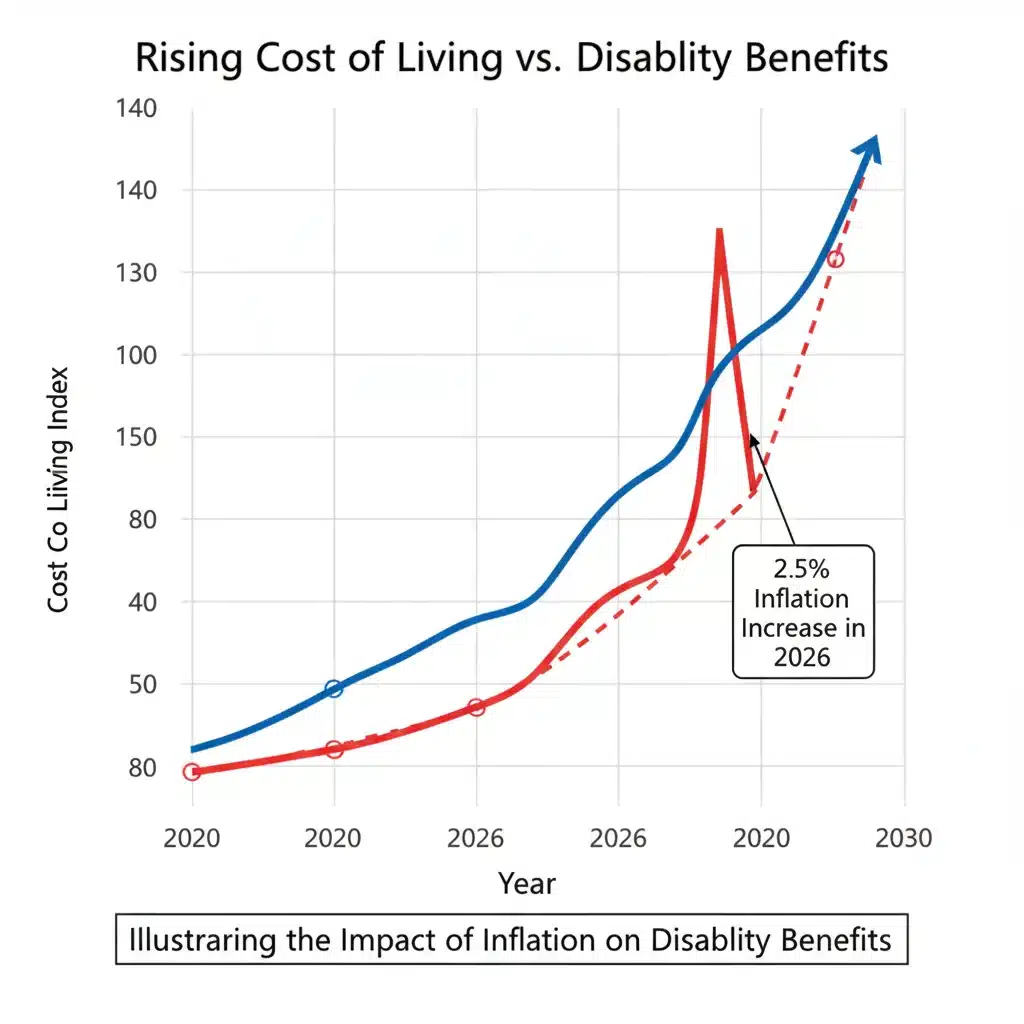 Inflation graph showing 2.5% increase for 2026 COLA impact