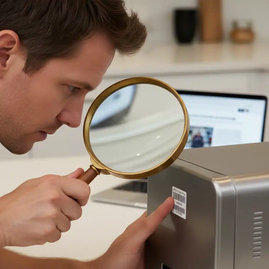 Person inspecting product label for recall information
