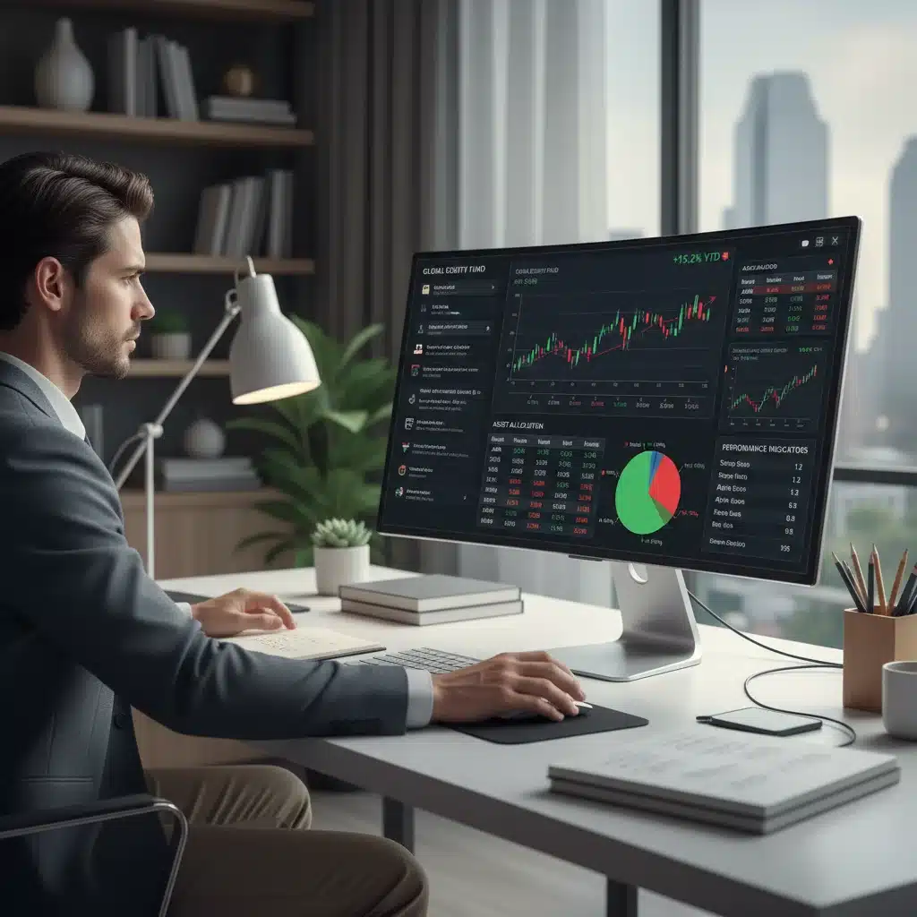 Investment portfolio displayed on computer screen with charts