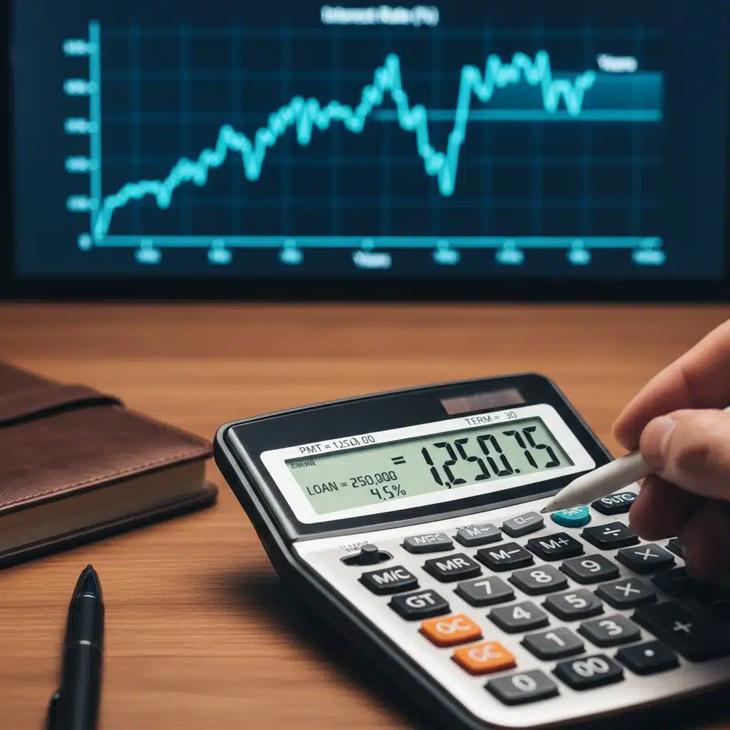 Financial calculator showing mortgage payments and interest rate fluctuations