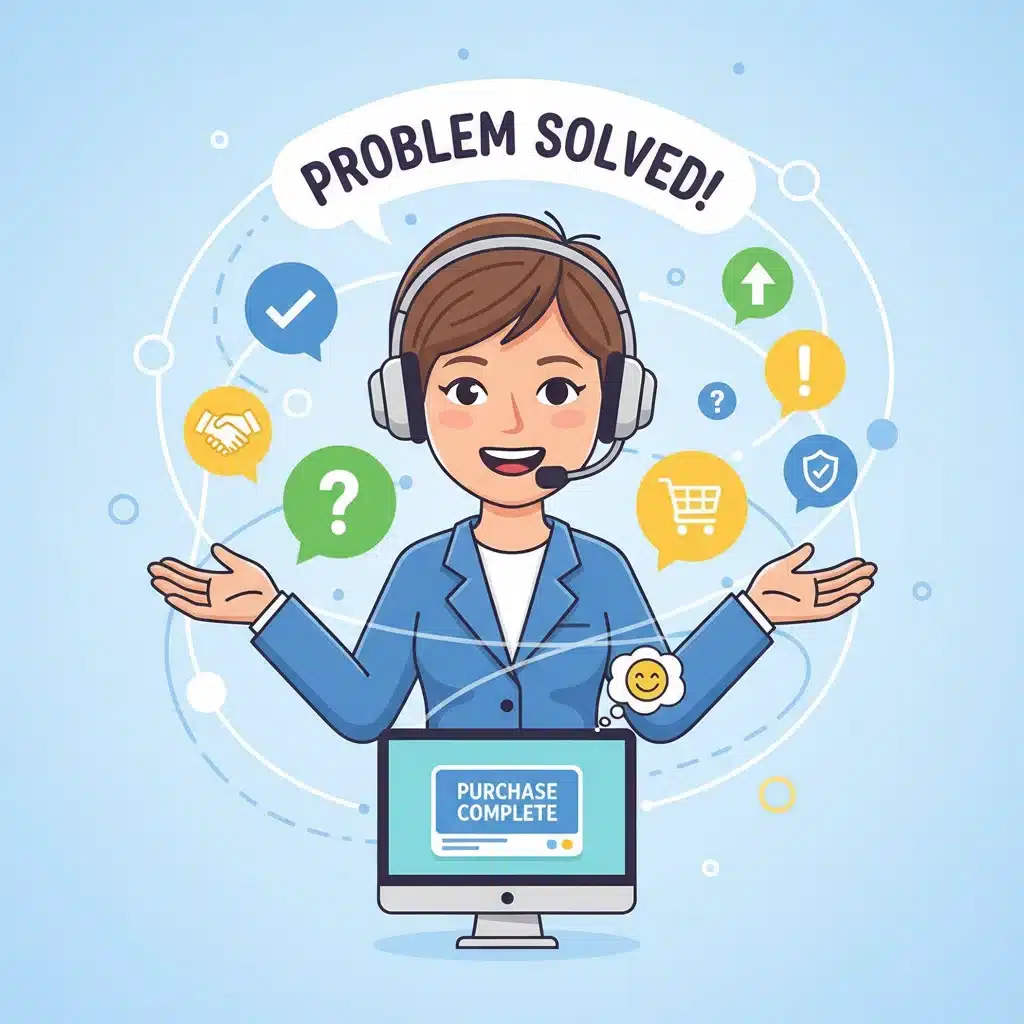 Customer service representative assisting with online purchase dispute