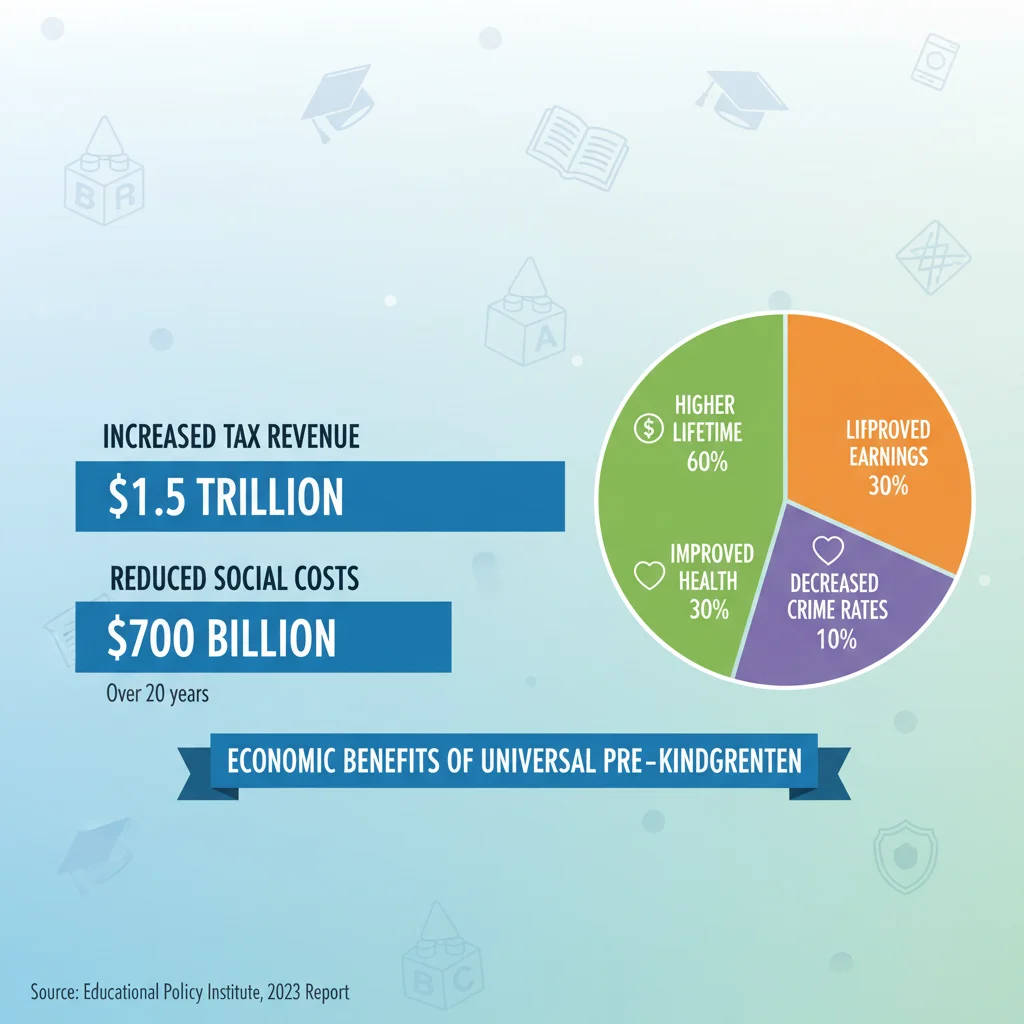 Infographic illustrating economic benefits of universal pre-kindergarten investment