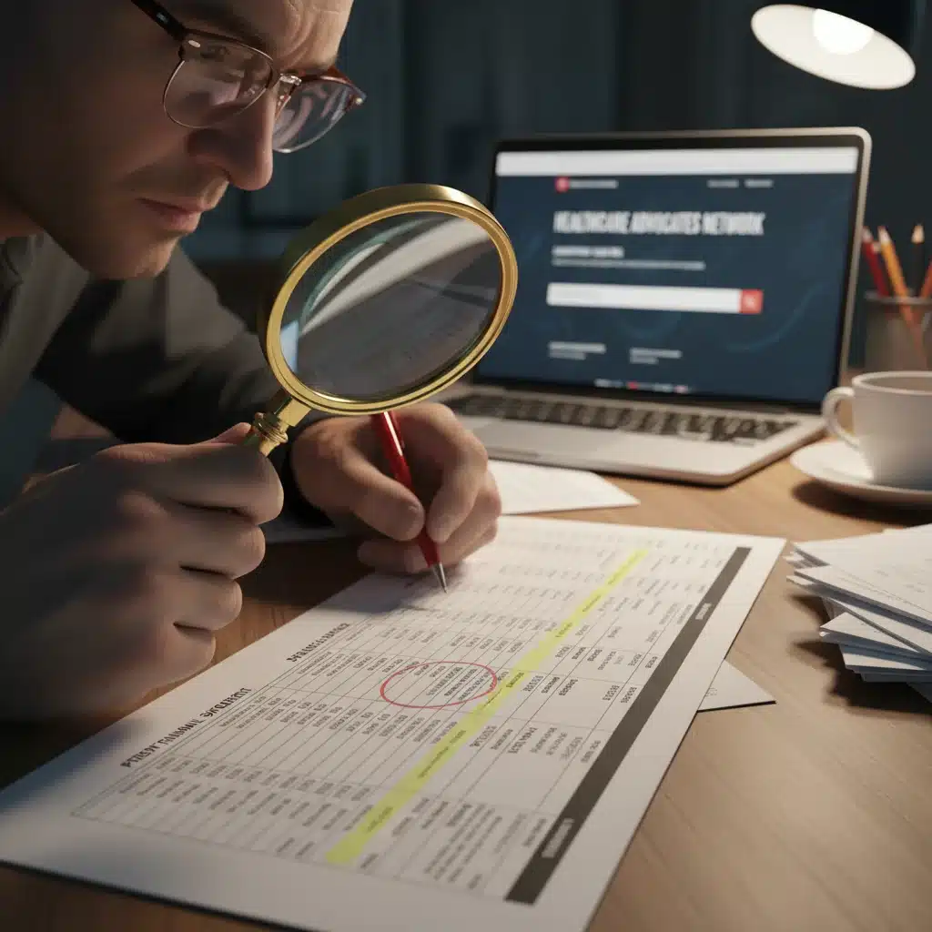 Individual carefully reviewing a detailed medical bill, symbolizing the need for scrutiny and understanding healthcare charges.
