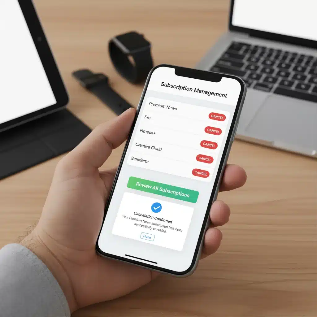 Smartphone displaying clear subscription cancellation options