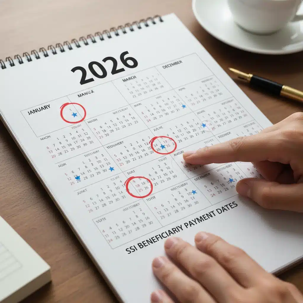 Calendar highlighting SSI payment dates for 2026