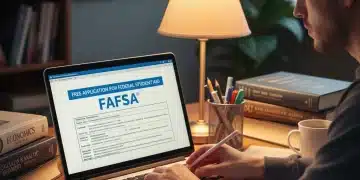 Student filling out FAFSA form for college financial aid