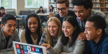 Students preparing for 2026 college admissions on a laptop