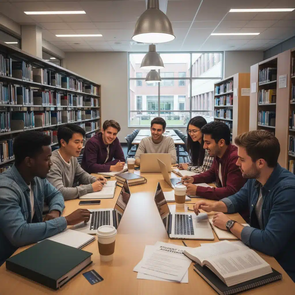 Students studying in a library, symbolizing the academic path and student loan origins.