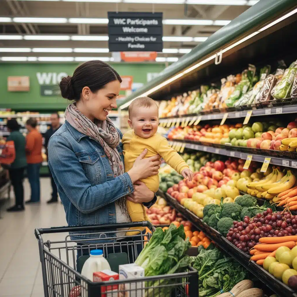 Mother and child shopping for healthy WIC foods
