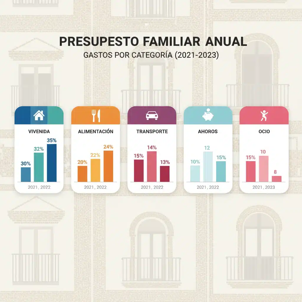 Infographic illustrating a detailed 3-year family budget breakdown