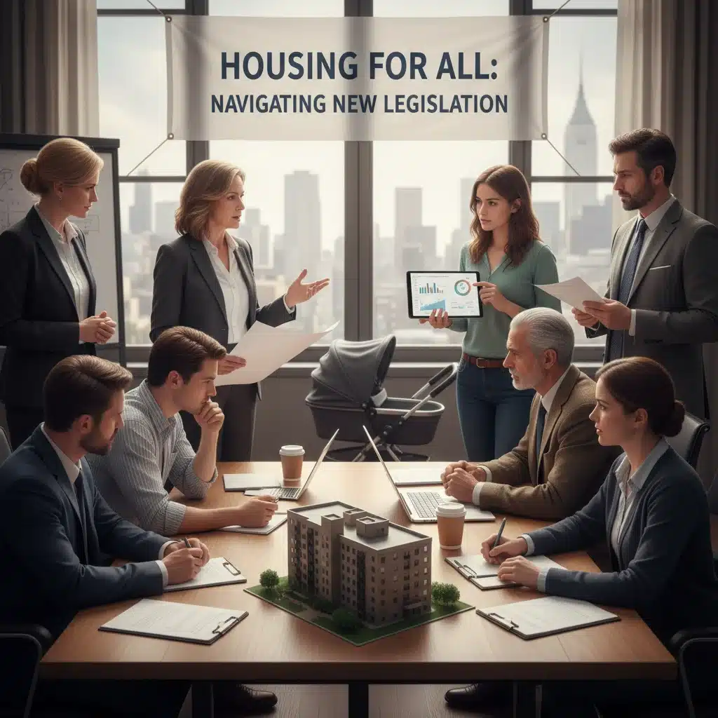 Diverse stakeholders discussing the impact of new housing legislation