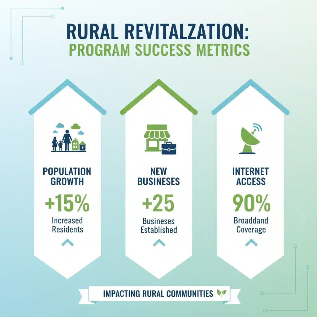 Infographic showing positive metrics for rural development programs.