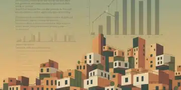 Spanish city skyline with graphs symbolizing housing law impact